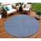 Homeroots 8' Navy Blue And Ivory Round Geometric Washable Indoor Outdoor Area Rug 595663 - alternate 1
