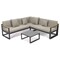 Leisuremod Chelsea Black Sectional With Adjustable Headrest & Coffee Table With Beige Cushions CSLBL-80BG - alternate 4
