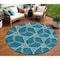 Homeroots 8' Teal Blue And Beige Round Geometric Washable Indoor Outdoor Area Rug 613526 - alternate 1