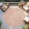 Homeroots 8' Pink And Ivory Round Geometric Washable Indoor Outdoor Area Rug 614103 - alternate 4