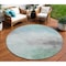 Homeroots 8' Blue And Mint Green Round Abstract Washable Indoor Outdoor Area Rug 611284 - alternate 1