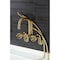 Kingston Brass 7-Inch Adjustable Wall Mount Clawfoot Tub Faucet with Knurled Handle and Hand Shower, Brushed Brass AE8457RKX - alternate 3