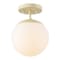 Jonathan Y Marcel Bistro 7.75" 1-Light Bohemian Farmhouse Iron/Frosted Glass LED Semi Flush Mount, Beige/White JYL7499B - alternate 1