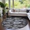Homeroots 8' Black Charcoal And Silver Round Southwestern Washable Indoor Outdoor Area Rug 587802 - alternate 3