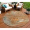 Homeroots 8' Brown Beige And Gray Round Abstract Washable Indoor Outdoor Area Rug 602667 - alternate 1