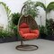Leisuremod Beige Wicker Hanging Egg Swing Chair with Cherry Cushions ESCBG-40CHR - alternate 6