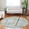 Homeroots 8' Green And Charcoal Round Geometric Washable Indoor Outdoor Area Rug 588334 - alternate 4