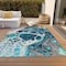 Homeroots 5' X 8' Teal Blue And Navy Blue Nautical Washable Indoor Outdoor Area Rug 581510 - alternate 5