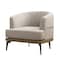 Homeroots 29" Beige Camel and Black Tufted Linen Solid and Manufactured Wood Barrel Chair 653112 - alternate 3