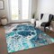 Homeroots 9' X 12' Teal Blue And Navy Blue Nautical Washable Indoor Outdoor Area Rug 581513 - alternate 3