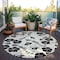 Homeroots 8' Ivory And Black Round Floral Washable Indoor Outdoor Area Rug 600008 - alternate 3