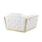 Homeroots 47" White and Gold Italian Leather Club Chair 551606 - alternate 5