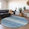 Homeroots 8' Blue And Ivory Round Abstract Washable Indoor Outdoor Area Rug 599942 - alternate 6