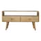 Homeroots 35in Oak Solid Wood Enclosed and Open Storage TV Stand 719183 - alternate 1