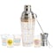 Wanda June Home Bordertown Buzz 7 Piece Glass Bar Collection with Drink Recipe Shaker Set in Tan 139049.07R - alternate 1