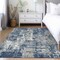 Homeroots 5' X 8' Navy Blue Gray And Ivory Abstract Washable Indoor Outdoor Area Rug 597987 - alternate 4