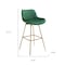Homeroots Set of Two 29" Green and Gold Velvet and Metal Low Back Bar Height Swivel Bar Chairs 543455 - alternate 2