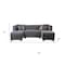 Homeroots Gray Velvet U Shaped Three Piece Sofa and Chaise Sectional With Toss Pillows 643883 - alternate 2