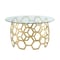 Homeroots 32" Clear And Gold Glass And Iron Round Coffee Table 544267 - alternate 5