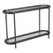 Homeroots 52" Black and Clear Glass Solid Wood and Steel Oval Console Table With Shelf 668876 - alternate 3