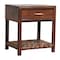 Homeroots 20" Chestnut Solid Wood One Drawer Nightstand With Leather Shelf 651553 - alternate 4