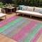 Homeroots 9' X 12' Blush Lime Green And Teal Blue Striped Washable Indoor Outdoor Area Rug 614801 - alternate 1