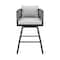 Homeroots 30" Black and Light Gray Aluminum Swivel Rope Back Outdoor Bar Height Chair with Footrest 571165 - alternate 5