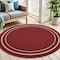 Homeroots 6' Red And Ivory Round Indoor Outdoor Area Rug 545947 - alternate 3