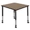 Regency Square Kee Height Adjustable Mobile Classroom Activity Table, 30 in W, 30 in L, Noble Oak TB3030NOAPCBK - alternate 1