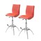 Homeroots Set of Two Orange and Silver Faux Leather and Metal Low Back Adjustable Height Bar Chairs, 2PK 555028 - alternate 3