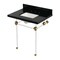 Kingston Brass 30" Black Granite Console Sink with Acrylic Legs, 8-Inch, 3-Hole, Black Granite/Brushed Brass KVPK30KASQ7 - alternate 1