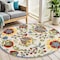 Homeroots 5' Ivory Red Green Blue And Yellow Round Floral Indoor Outdoor Area Rug 546659 - alternate 4