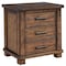 Homeroots Set of Two 26" Walnut Solid Wood Distressed Three Drawer Nightstand, 2PK 653105 - alternate 2