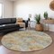 Homeroots 8' Gold Beige And Orange Round Abstract Washable Indoor Outdoor Area Rug 643573 - alternate 3