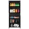 Basicwise 66-Inch Multi-Functional Black Finish Kitchen Pantry Cabinet with 4 Doors, 3 Adjustable QI004696.BK - alternate 4