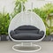Leisuremod White Wicker Hanging 2 person Egg Swing Chair, Black ESCW-57BL - alternate 2