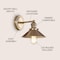 Jonathan Y July 7.88" 1-Light Industrial Farmhouse Metal Vanity Light, Brass Gold JYL7429A - alternate 5