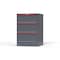 Strong Hold 3 drawer cabinet - (1x 11ft, 2x 12ft) - Red accents - Keyed Alike S3044-PPAAS-0301DS - alternate 3