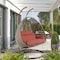 Leisuremod Beige Wicker Hanging 2 person Egg Swing Chair with Dark orange Cushions ESCBG-57DOR - alternate 4