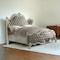 Homeroots 76" X 95" X 73" Vintage Gray Pu Bone White Wood Poly Resin Upholstery Queen Bed 348179 - alternate 4