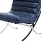 Homeroots 29" Blue and Silver Tufted Leather and Upholstered Folding Lounge Chair 668904 - alternate 4
