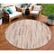 Homeroots 8' Pink And Beige Round Striped Washable Indoor Outdoor Area Rug 609050 - alternate 1