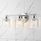 Jonathan Y Spaulding Vintage 22 in. 3-Light Iron/Chevron Pattern Glass Farmhouse Cottage LED Vanity Light, Chrom JYL3550A - alternate 4