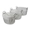 Homeroots Set Of Three Black Oval Wire Baskets with White Fabric Liners and Handles 379831 - alternate 3