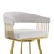 Homeroots 30" Silver and Gold Fabric and Stainless Steel Low Back Bar Height Swivel Bar Chair 569151 - alternate 3