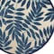 Homeroots 8' Navy Blue And Ivory Round Botanical Leaves Indoor Outdoor Area Rug 546666 - alternate 2