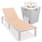 Leisuremod Marlin White Aluminum Patio Chaise Lounge Chair with Square Fire Pit Table, Light Brown MLWCF21-77LBR - alternate 1