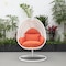 Leisuremod White Wicker Hanging Egg Swing Chair with Orange Cushions ESCW-40OR - alternate 3