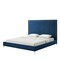 Homeroots Navy Blue Solid Wood Queen Upholstered Velvet Bed with Nailhead Trim 544792 - alternate 1