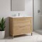 Homeroots 40" Oak Wood Freestanding Bathroom Vanity With White Sink And Two Drawers 627404 - alternate 2